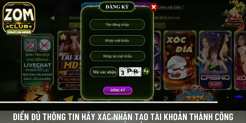 Sau khi điền đủ thông tin hãy xác nhận tạo tài khoản thành công